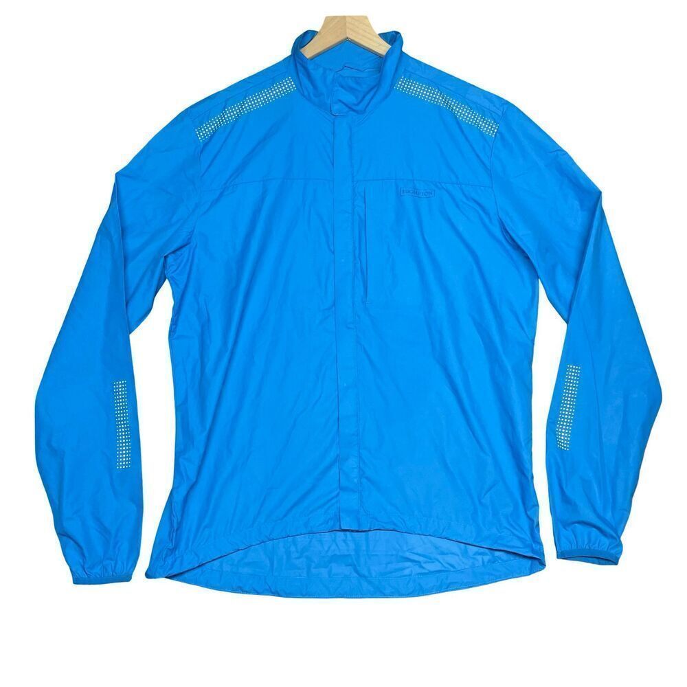 Brompton Barcelona Packable Men XL Cycling Jacket Blue Windproof Reflective Bike
